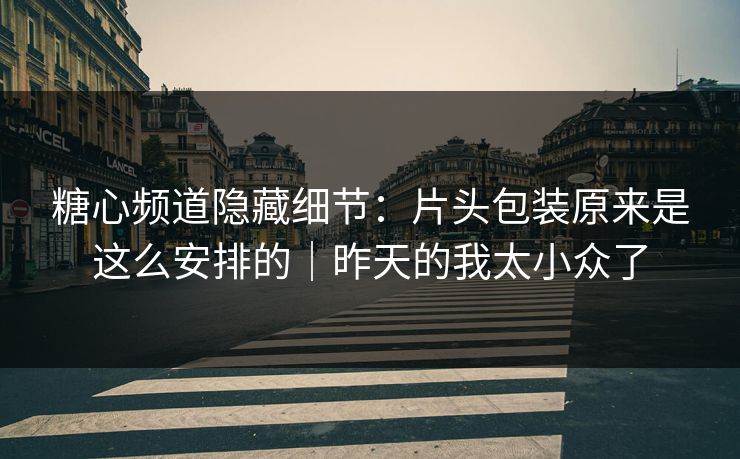 糖心频道隐藏细节：片头包装原来是这么安排的｜昨天的我太小众了
