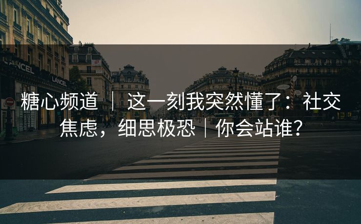 糖心频道 ｜ 这一刻我突然懂了：社交焦虑，细思极恐｜你会站谁？