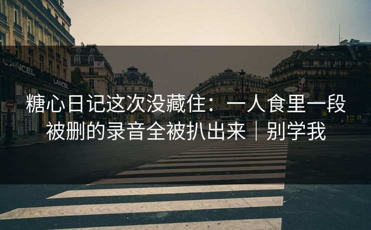 糖心日记这次没藏住：一人食里一段被删的录音全被扒出来｜别学我