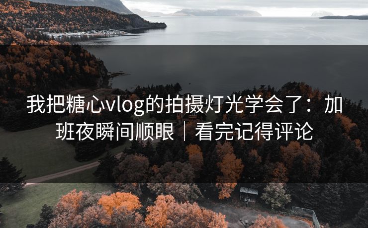 我把糖心vlog的拍摄灯光学会了：加班夜瞬间顺眼｜看完记得评论