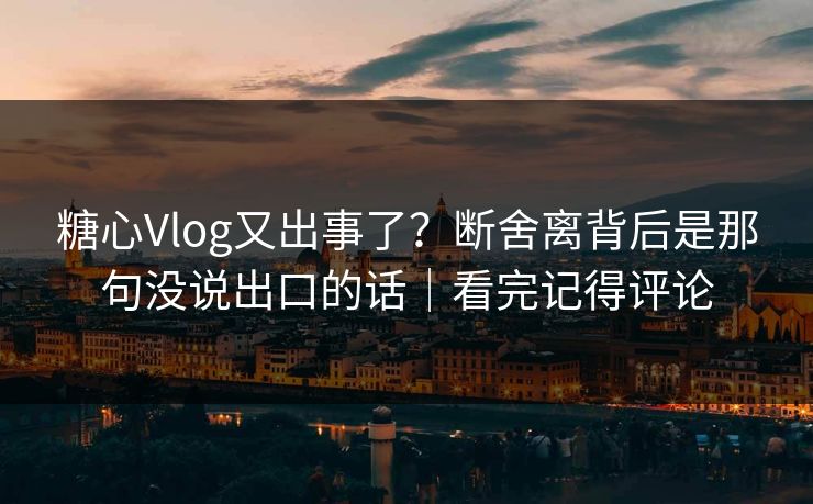 糖心Vlog又出事了？断舍离背后是那句没说出口的话｜看完记得评论