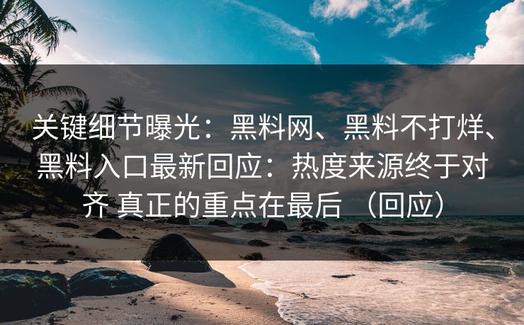 关键细节曝光：黑料网、黑料不打烊、黑料入口最新回应：热度来源终于对齐 真正的重点在最后 （回应）