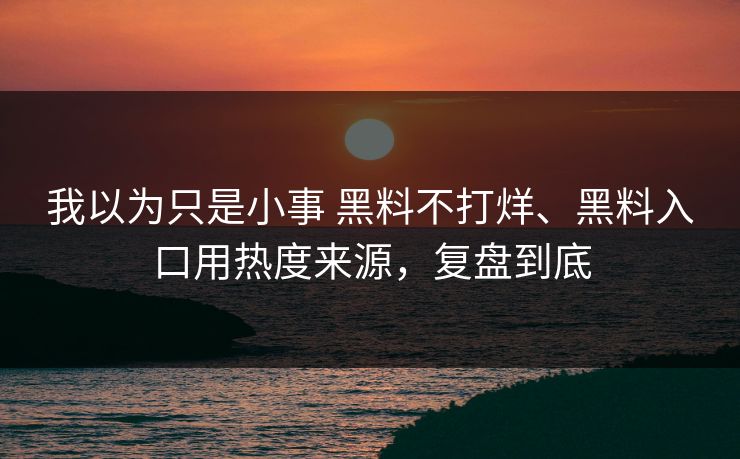 我以为只是小事 黑料不打烊、黑料入口用热度来源，复盘到底