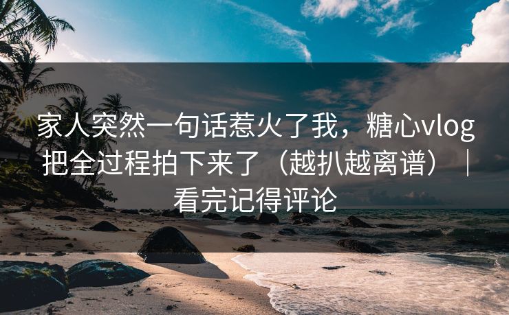 家人突然一句话惹火了我，糖心vlog把全过程拍下来了（越扒越离谱）｜看完记得评论