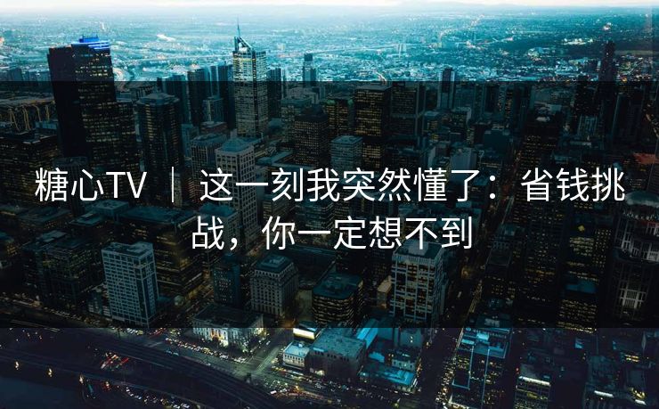 糖心TV ｜ 这一刻我突然懂了：省钱挑战，你一定想不到