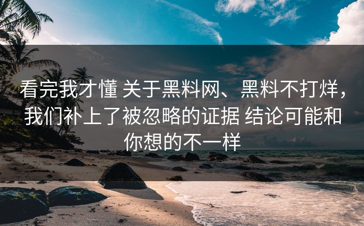 看完我才懂 关于黑料网、黑料不打烊，我们补上了被忽略的证据 结论可能和你想的不一样