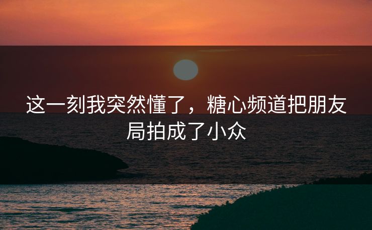 这一刻我突然懂了，糖心频道把朋友局拍成了小众