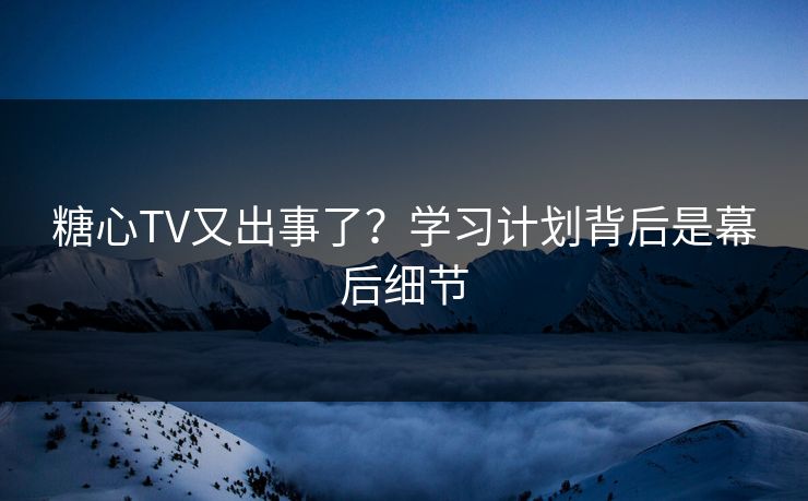 糖心TV又出事了？学习计划背后是幕后细节
