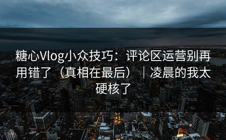 糖心Vlog小众技巧:评论区运营别再用错了(真相在最后)|凌晨的我太硬核了