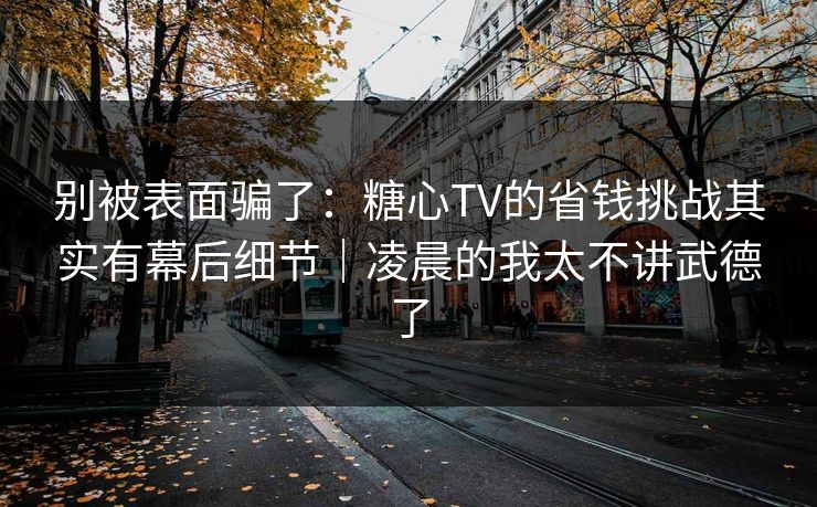 别被表面骗了：糖心TV的省钱挑战其实有幕后细节｜凌晨的我太不讲武德了