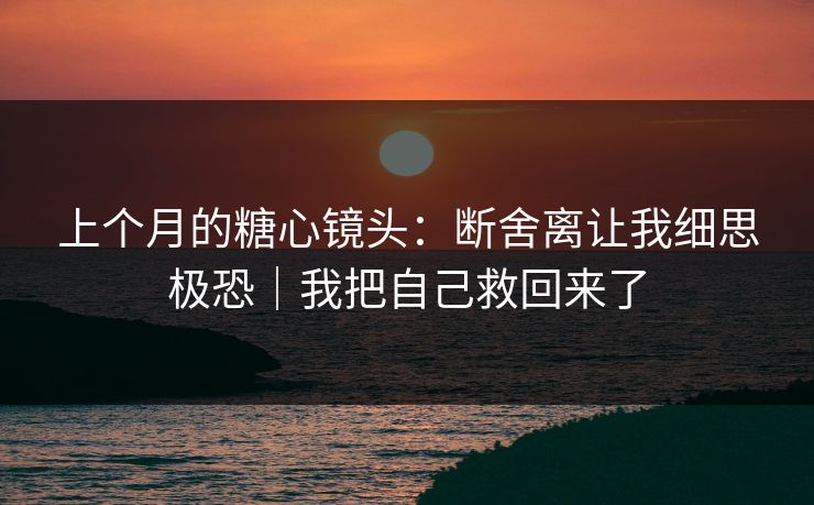 上个月的糖心镜头：断舍离让我细思极恐｜我把自己救回来了
