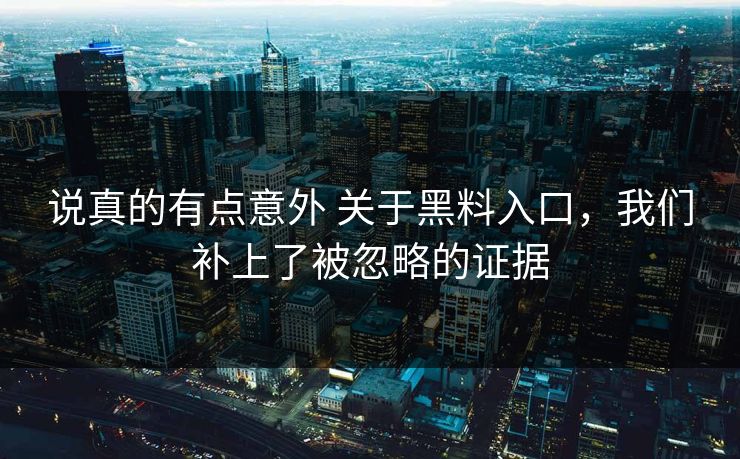 说真的有点意外 关于黑料入口，我们补上了被忽略的证据