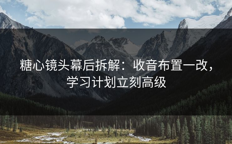 糖心镜头幕后拆解：收音布置一改，学习计划立刻高级