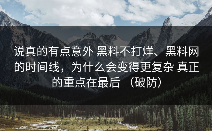 说真的有点意外 黑料不打烊、黑料网的时间线，为什么会变得更复杂 真正的重点在最后 （破防）