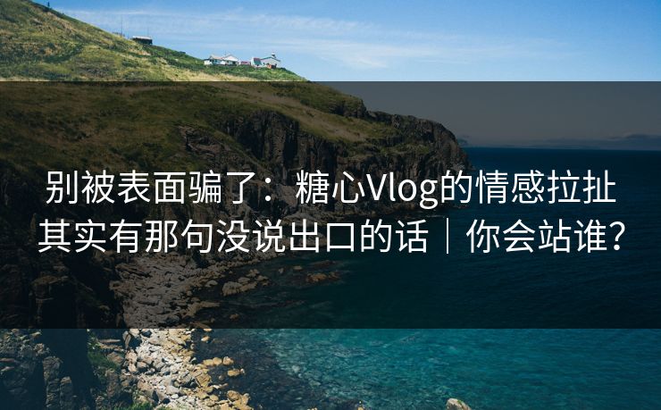别被表面骗了：糖心Vlog的情感拉扯其实有那句没说出口的话｜你会站谁？