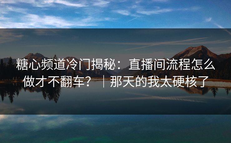 糖心频道冷门揭秘：直播间流程怎么做才不翻车？｜那天的我太硬核了