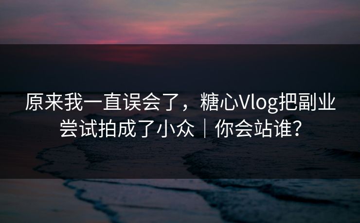原来我一直误会了，糖心Vlog把副业尝试拍成了小众｜你会站谁？